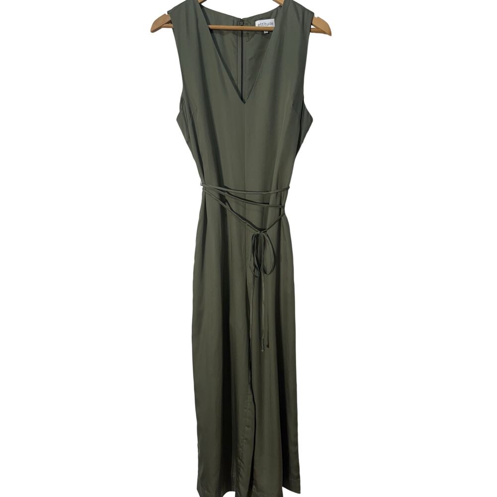 Ettitude Olive / Army Green Bamboo Wide Leg Jumpsuit, Women's Size M